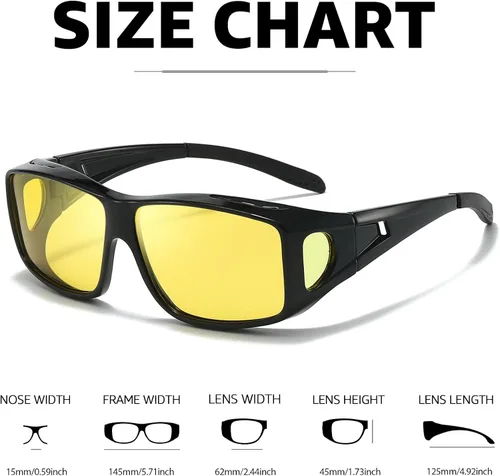 Vista 5 de Myiaur Lentes de visión nocturna para mujeres y hombres, lentes polarizados para conducción nocturna con lente amarilla antirreflejos, protección UV