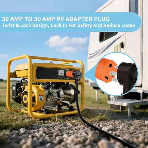 Vista 6 de Adaptador de generador RV 30A, NEMA L14-30P a TT-30R, 3750W Macho de 30 amperios a hembra de 30 amperios