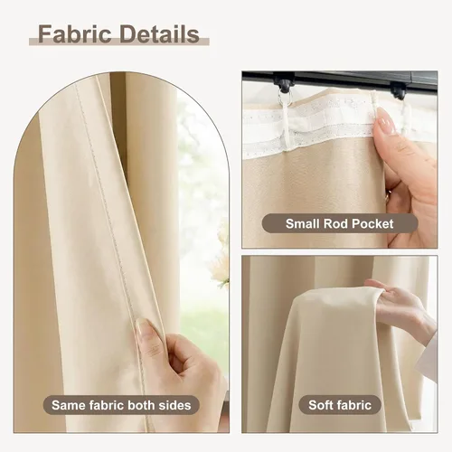 Vista 4 de hoeflife Cortinas opacas para dormitorio, cortinas de oscurecimiento de habitación para sala de estar, cortina de techo para puerta