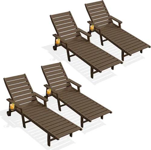 Vista 10 de PLUUV Tumbona de piscina al aire libre con soporte para tazas, azul Aruba Azul (Aruba Blue)