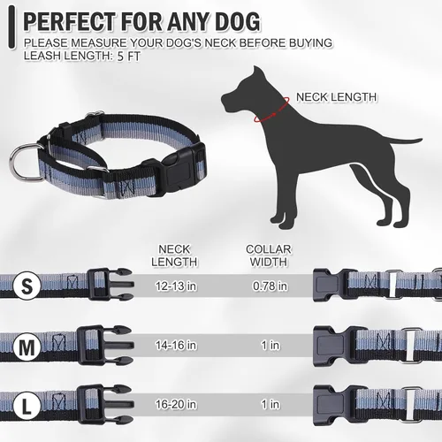 Vista 5 de Martingale - Juego de collar y correa para perro, para caminar, jugar, entrenar, collares reflectantes ajustables con correa para perros pequeños