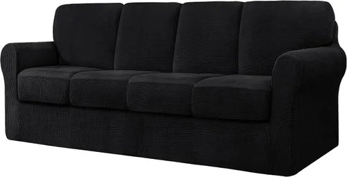 Vista 106 de CHUN YI Fundas para sofá de 7 piezas, lavables, fundas elásticas para sofá de 3 cojines con respaldo y fundas de cojín separados, protector