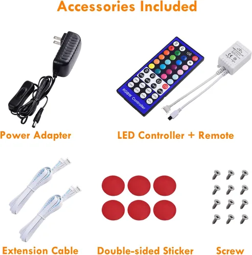 Vista 4 de RGBWW - Kit de luces LED para debajo del gabinete, iluminación de vitrinas de colección, multicolor intercambiable y blanco cálido, regulable