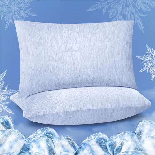 Vista 9 de Fittia Fundas de almohada refrescantes para personas que duermen con calor, paquete de 2 de tamaño estándar, fundas de almohada transpirables