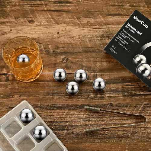 Vista 7 de EooCoo Rellenos para calcetines para hombres, juego de 6 piedras reutilizables para whisky, kit de bolas de hielo de acero inoxidable para beber