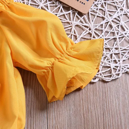 Vista 5 de Conjunto de cárdigan para bebé y niña, con hombros descubiertos, estampado de animales, con lazo