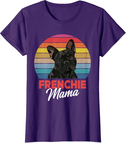 Vista 10 de Frenchie Mama - Camiseta divertida de regalo para niñas y perros Bulldog Francés, Negro, S