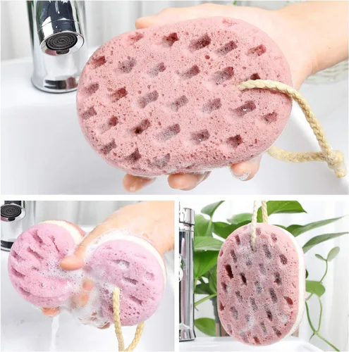 Vista 6 de Esponja de baño para mujeres, hombres, adultos, niños, 3 piezas. Esponja de esponja para baño, esponja corporal para baño, accesorios de baño