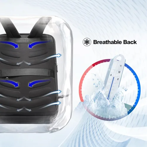 Vista 7 de BOPai - Mochila con carcasa dura aprobada por la TSA para portátil para hombres, mochila para juegos de 17.3 pulgadas, Negro, 17,3 pulg., Casual