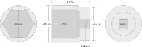 Vista 32 de TEKTON SID23109 Dado de impacto profundo de 6 puntos de 23/64 pulgada (9 mm) impulsor de 1/2 pulgada