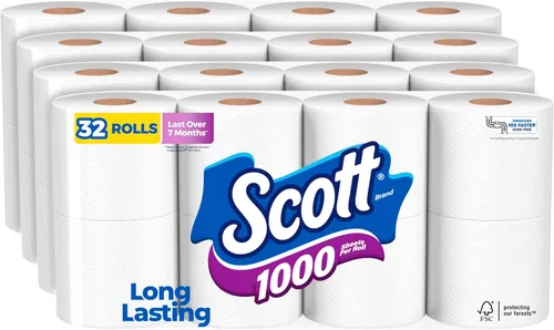 Vista 16 de Scott 1000 hojas por rollo, 8 rollos de papel higiénico, papel de baño