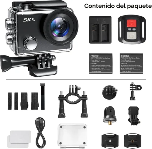 Vista 8 de Cámara de acción 4K 30FPS Cámara impermeable subacuática 131 pies con aplicación EIS WiFi Control remoto Tarjeta de 64 GB 170 ° Gran Angular Casco