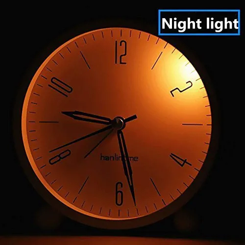 Vista 7 de Reloj despertador analógico, reloj de escritorio pequeño fácil de configurar, sin tictac, con luz nocturna, despertador súper silencioso alimentado