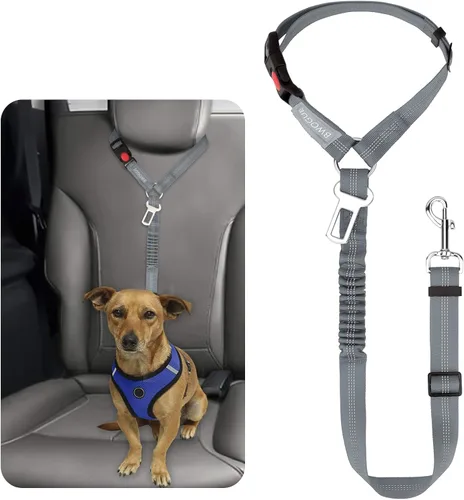Vista 22 de BWOGUE Arnés de cinturón de seguridad para mascotas, cinturón de seguridad ajustable para reposacabezas de coche, arnés de cinturón de seguridad