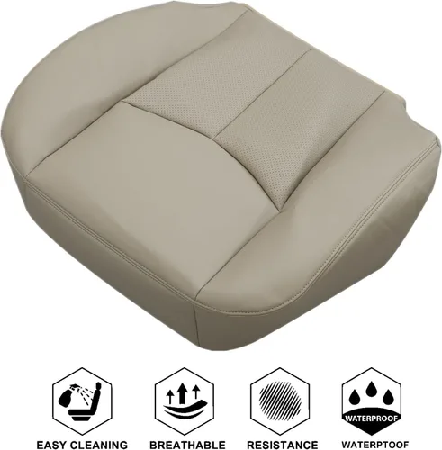 Vista 5 de NLQR Shale Light Neutral Tan #152 Juego de fundas de asiento de microfibra perforada para conductor y pasajero, compatible con Cadillac Escalade ESV