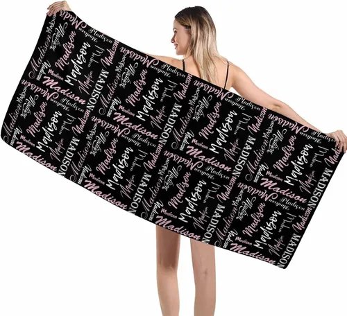 Vista 10 de Interestprint Toalla de piscina con nombre personalizado para niños, adultos y hombres, toalla de playa naranja personalizada con número