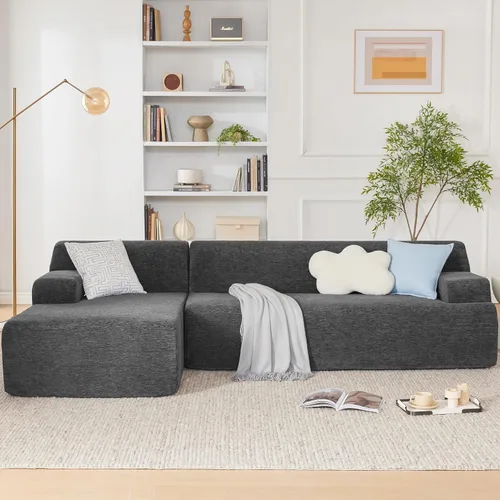 Vista 13 de Sofá seccional modular de 108", sofá seccional Cloud con asiento profundo, sofá modular moderno en forma de L con chaise, sofás tapizados sin Beige