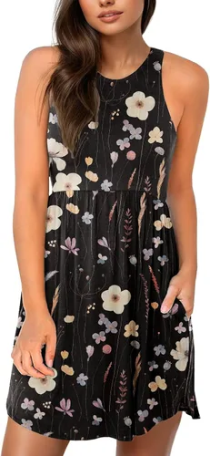 Vista 14 de HiMONE Vestidos de Vacaciones para Mujeres 2025 Vestido de Verano Vestidos Casuales de Verano para Mujeres Vestidos Casuales de Playa Petite Azul