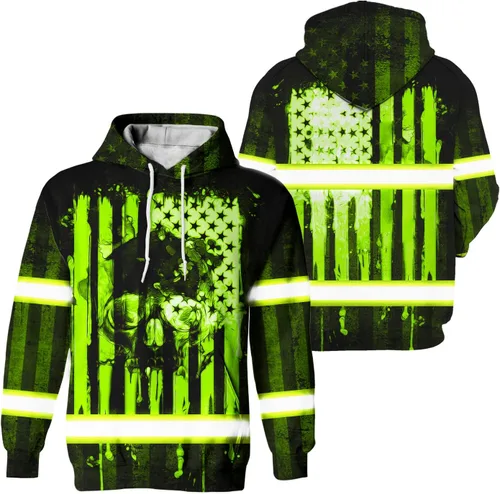 Vista 16 de Camisa de alta visibilidad con bandera de Estados Unidos de color para hombres y mujeres, con nombre personalizado, camisa de seguridad reflectante