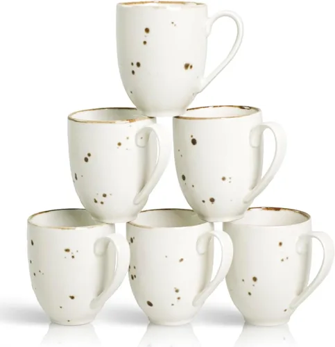 Vista 7 de Esfour Ceramics Juego de Tazas de Café de 6, 14 Oz Tazas de Mango Grande de Servicio Pesado - Seguras para Microondas y Lavavajillas - Café
