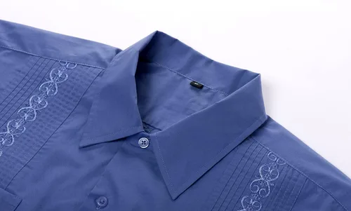 Vista 2 de MAXJON Camisas de guayabera de manga larga para hombre, camisas cubanas