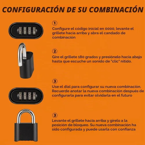 Vista 4 de WULALACK - Candado de combinación para exteriores, candados resistentes a la intemperie con código, combinación de candado reajustable