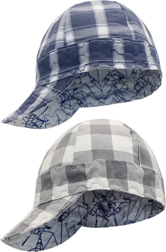 Vista 10 de BOCOMAL Gorro de Soldadura Resistente al Fuego CAT2 de Peso Medio con Estampado, Gorras de Soldador de 6 Paneles - Juego de 2