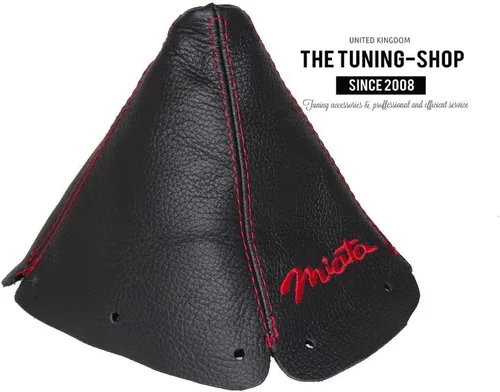 Vista 2 de Ltd Para Mazda Mx-5 Mk1 NA 1989-97 Bota de cambio Negro Cuero Rojo Miata Bordado