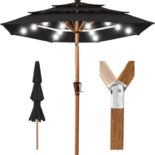 Vista 16 de Best Choice Products - Sombrilla solar de 10 pies de 3 niveles para patio, sombrilla de sol para exteriores, mercado, patio trasero, terraza, junto