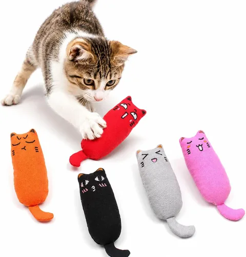 Vista 2 de Legendog - 5 piezas de juguete para gatos, masticable, resistente a mordeduras, diseño de gato, rellenos Varios