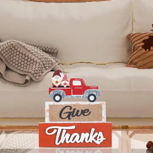 Vista 8 de NEEDOMO Decoraciones de otoño para el hogar, letrero de madera de 3 capas con gnomo de agradecimiento para decoración de otoño, decoraciones
