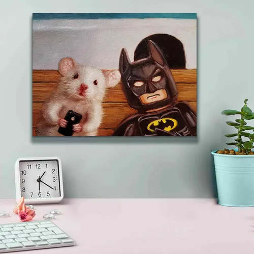 Vista 4 de Epic Graffiti 'Selfie with Superhero' de Lucia Heffernan, arte de pared en lienzo, 16 x 12 pulgadas