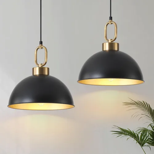 Vista 9 de Luces colgantes negras y doradas Isla de cocina, lámpara colgante de una