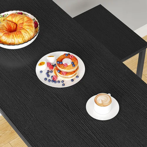 Vista 6 de HOOBRO Juego de mesa y sillas de bar, mesa rectangular de 47.2 pulgadas con 2 taburetes para espacio pequeño, juego de taburetes de desayuno de 3