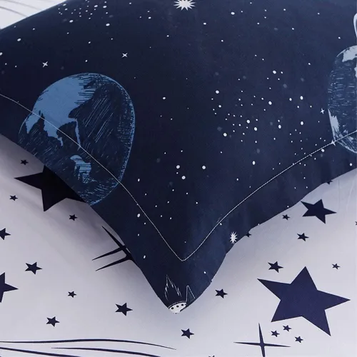 Vista 6 de ZHH E-COMMERCE Juego de funda de edredón con diseño de planeta para niños, con temática del espacio exterior, lujosa, transpirable