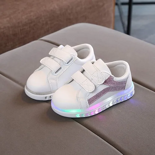 Vista 2 de Zapatos deportivos luminosos para correr para niños y niñas de 16 años a rayas brillantes y planos para niños y niñas