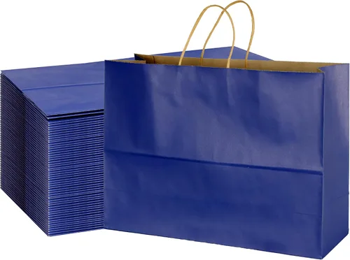 Vista 11 de BLEWINDZ 70 bolsas de papel grandes con asas, 16 x 6 x 12 pulgadas, bolsas de compras de papel multicolor para pequeñas empresas, bolsa de regalo 10