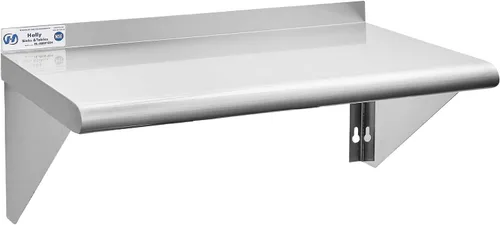 Vista 13 de Hally Estante de acero inoxidable montado en la pared, estante de pared de 10 x 24 pulgadas, NSF resistente, capacidad de 250 libras, estante