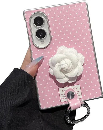 Vista 15 de Yatchen Funda de piel de lujo para Samsung Galaxy Z Flip 3, bonita pintura de paisaje para mujer, dermatoglífico, protector de parachoques de Valle