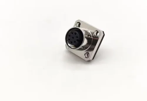 Vista 8 de Elecbee M12 conector hembra 8 Pin Socket 4 agujero brida montaje soldadura taza para cable