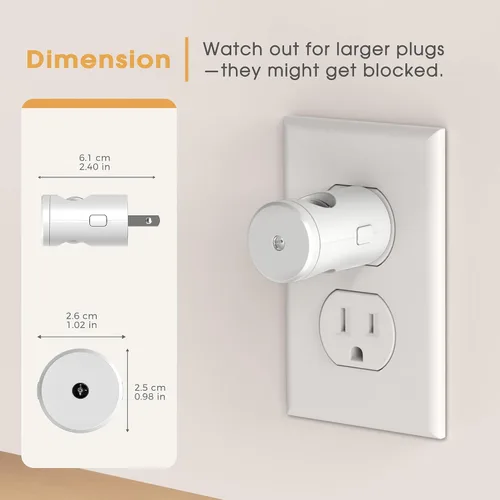 Vista 5 de LED Night Light Project 180° Rotating Night Lights Plug into Wall 2 Pack Mini Lens, Dusk to Dawn Sensor, 3000K/5000K/Amber Dimmable Nightlight for