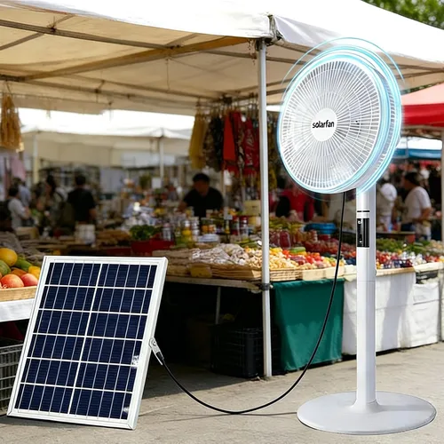 Vista 9 de Ventilador solar portátil de 16 pulgadas, ventilador derecho oscilante Negro