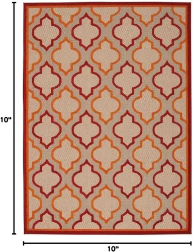 Vista 2 de Nourison Aloha - Alfombra de área para interiores y exteriores, 3 pies 6 pulgadas x 5.6 pies, tropical, botánica, fácil de limpiar, no se desprende