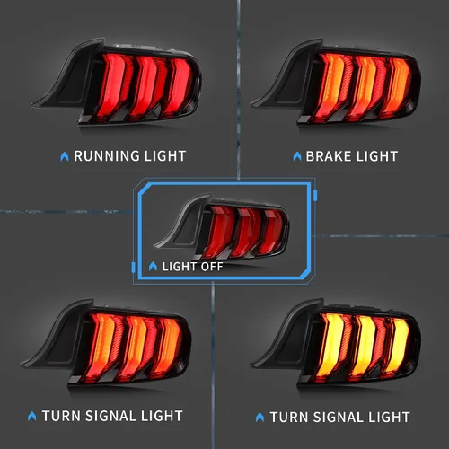 Vista 6 de Luces traseras LED VLAND Compatibles con Ford Mustang 2015-2020 con secuenciales (5 modos - lente roja)