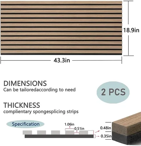 Vista 2 de Paneles de listones de chapa de madera acústica para decoración de paredes interiores y techos 3D sin costuras empalmadas absorbentes de sonido