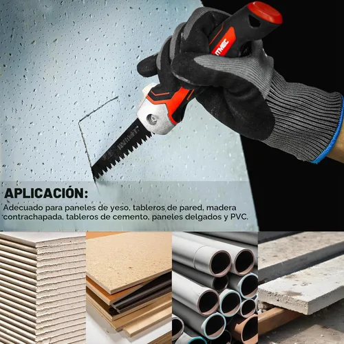 Vista 6 de HAUTMEC Sierra plegable para paneles de yeso con funda, sierra Jab de triple tierra 7TPI con hoja de acero de alto carbono, revestimiento negro