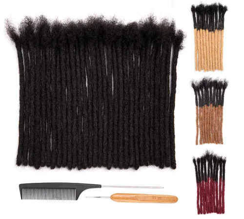 Vista 28 de DAIXI 0.2cm y 0.4cm y 0.6cm y 0.8cm de grosor 4-18 pulgadas 10 hebras extensiones de rastas de cabello humano 100% real para hombres/mujeres