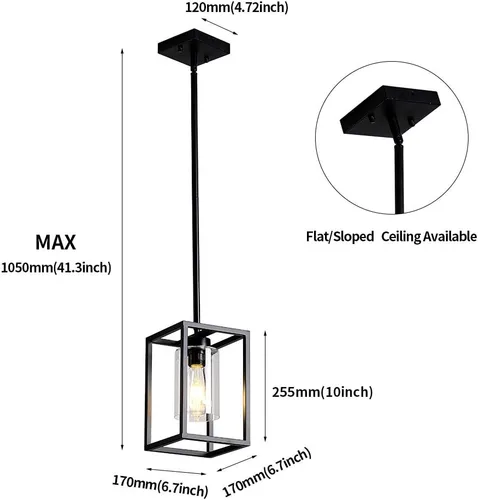 Vista 6 de XILICON Candelabro de Vestíbulo de 1 Luz Negro de Granja para Comedor Accesorios de Iluminación Colgantes de Techo para Entrada de Vestíbulo