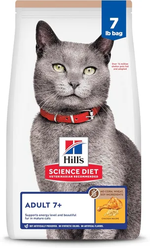 Vista 16 de Hill's Science Diet Adult 7+, Senior Adult 7+ Premium Nutrition, alimento seco para gatos, receta de pollo, bolsa de 4 libras
