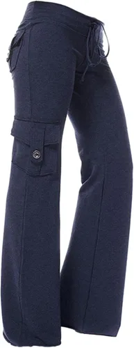 Vista 2 de Pantalones cargo de yoga para mujer, cintura alta, elásticos, acampanados, casuales, pierna ancha, pantalones deportivos de entrenamiento